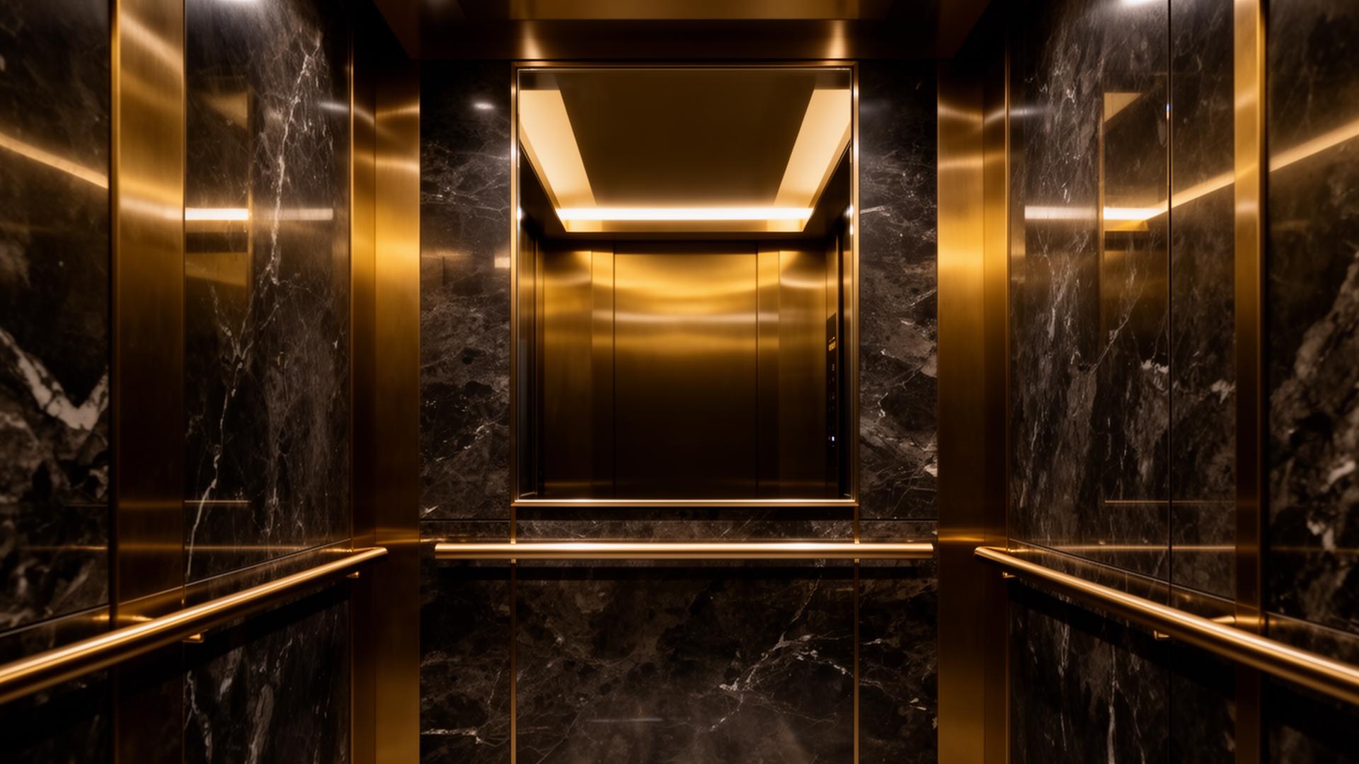 Elevator with standard mirror